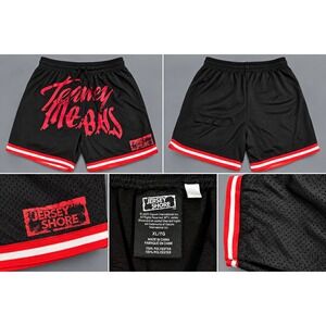 Jersey Shore Team Meatballs Mesh Shorts XL Black Red MTV Snooki Y2K. Vid 40